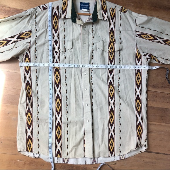 Wrangler Vintage Aztec Pearl Snap Button Up Western Short Sleeve Shirt 2XT - Picture 12 of 14